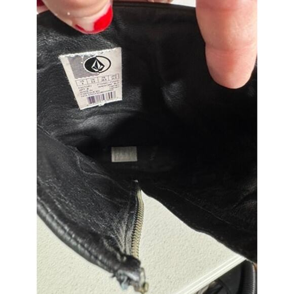 "VOLCOM" Lace Mid Calf Combat Boot Witchy Goth Grunge Vintage Y2K Leather Zipper - Picture 9 of 11